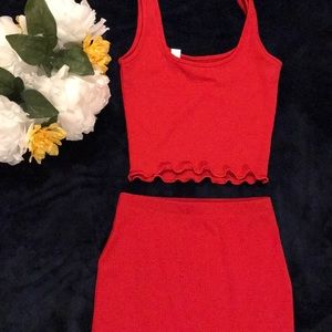 Red Skirt set